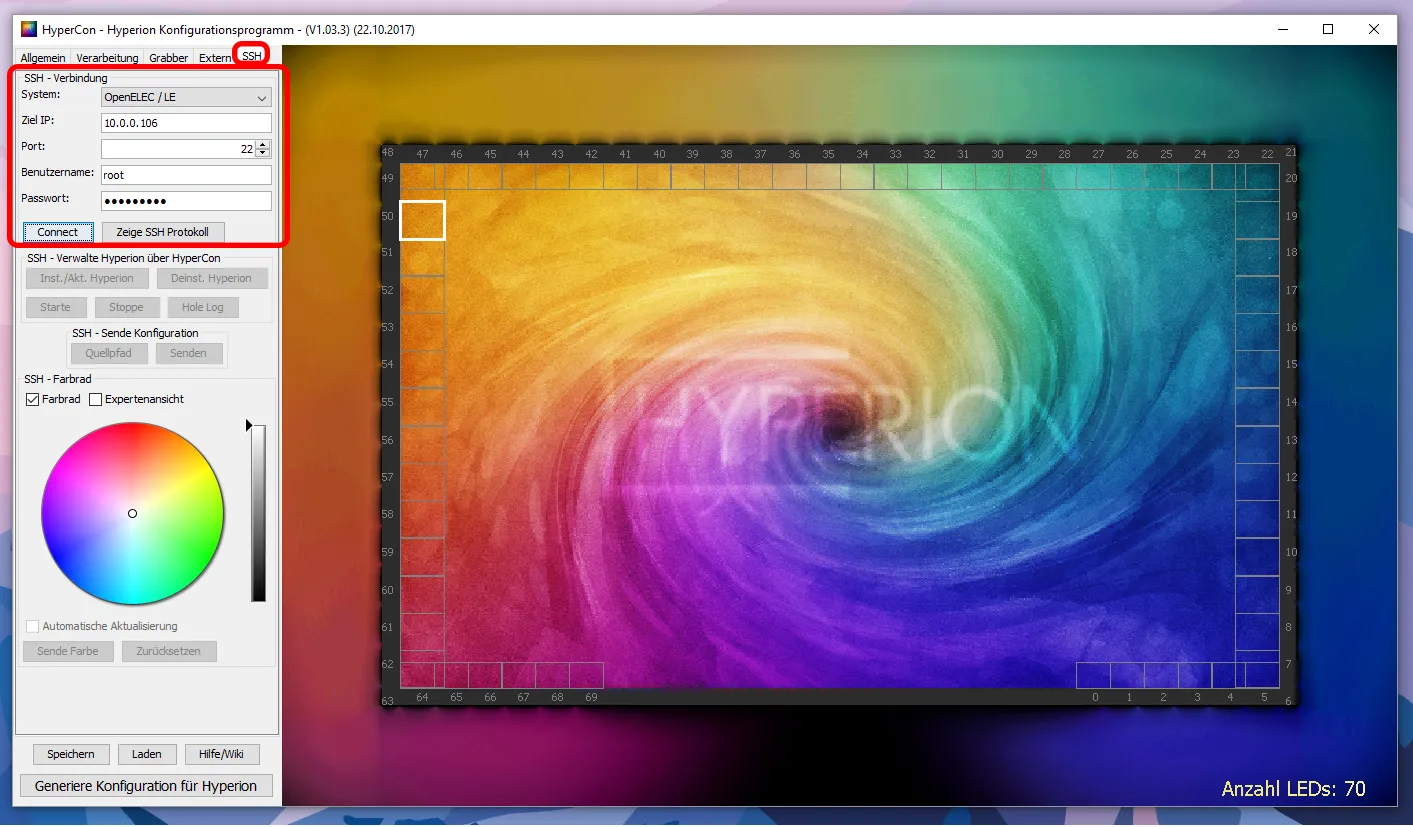 Ambilight Projekt – Über SSH verbinden