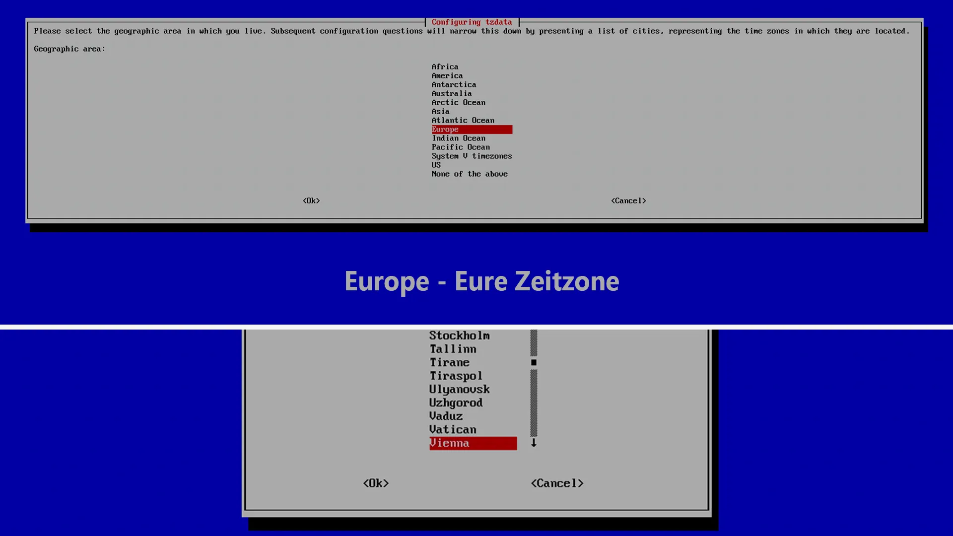 Zeitzone Europa in RASPI-CONFIG auswählen