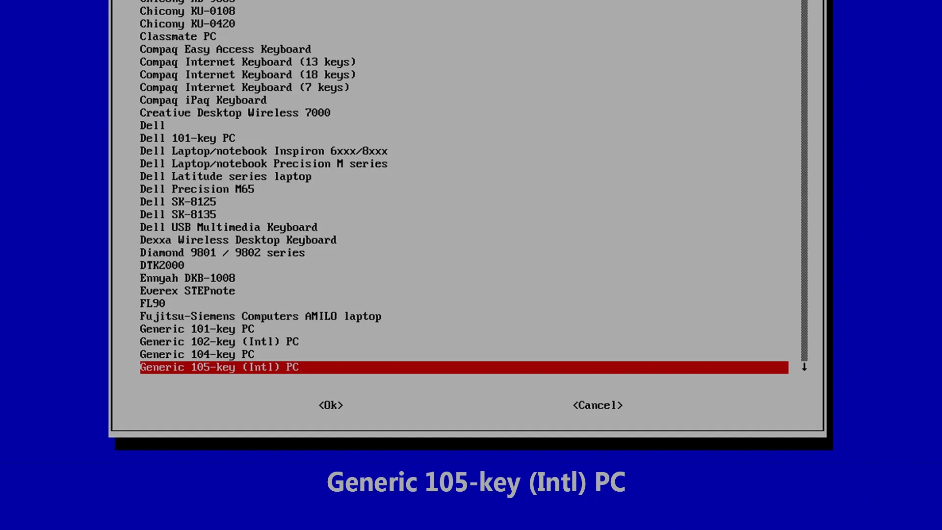 Generic 105-key (Intl) PC auswählen