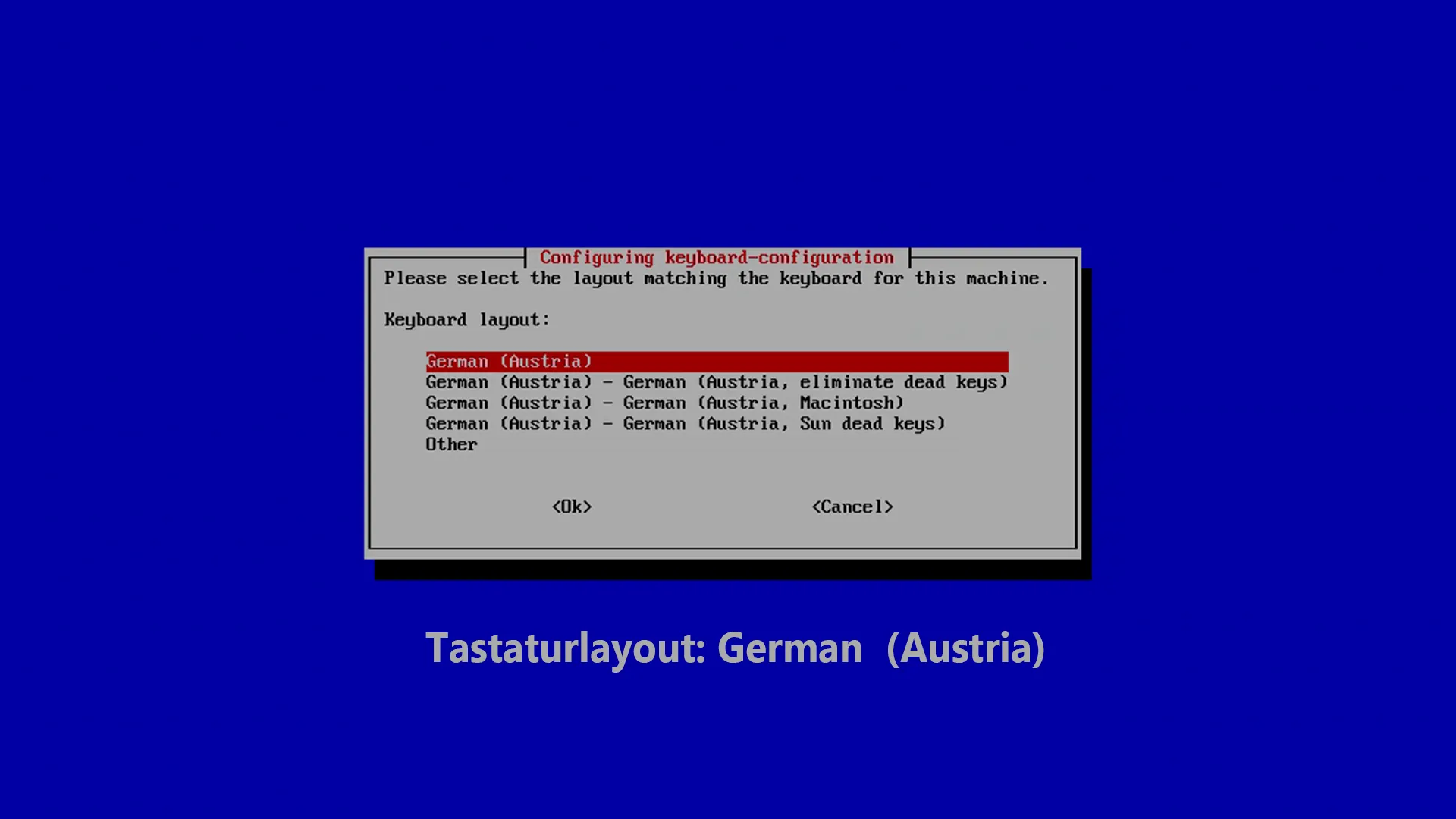 Tastaturlayout German Austria in RASPI-CONFIG auswählen