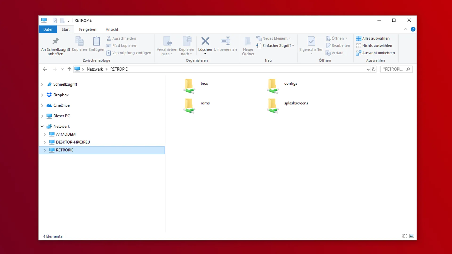 RetroPie im Windows Explorer unter Netzwerk