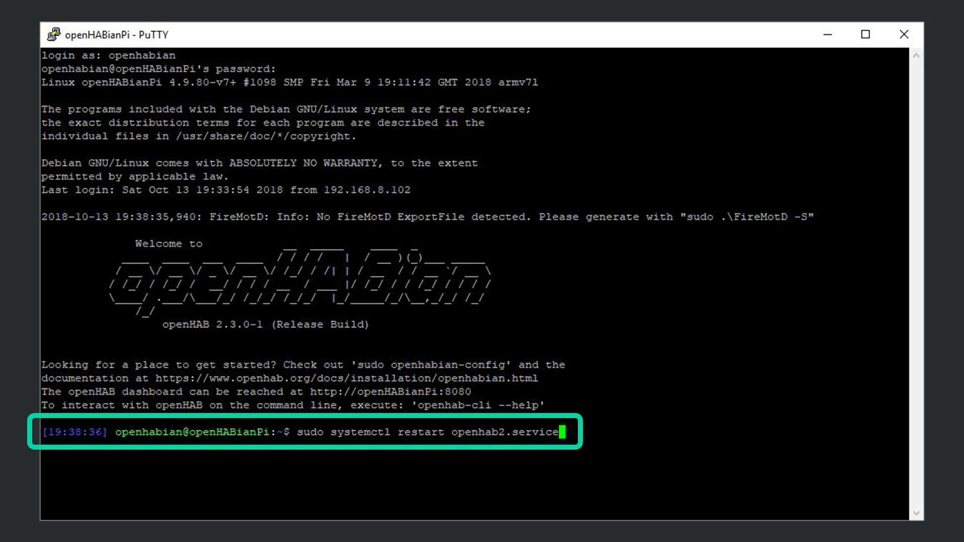 openHAB 2 Dienst neu starten per SSH