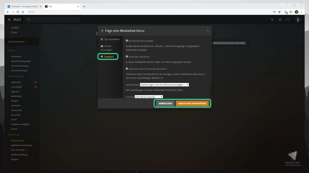 DiskStation Plex – Mediathek Filme Erweitert