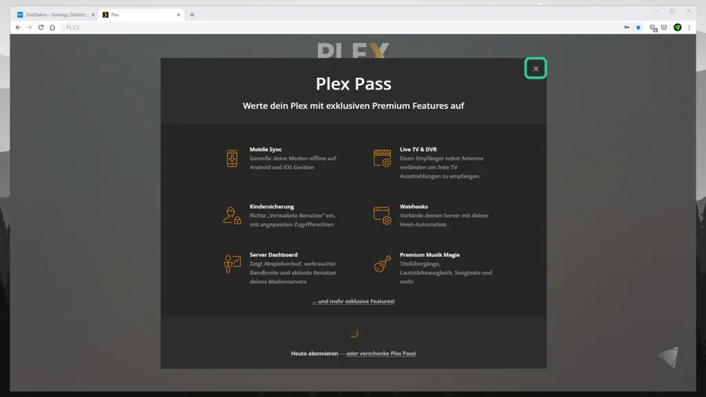DiskStation Plex – Plex Pass überspringen