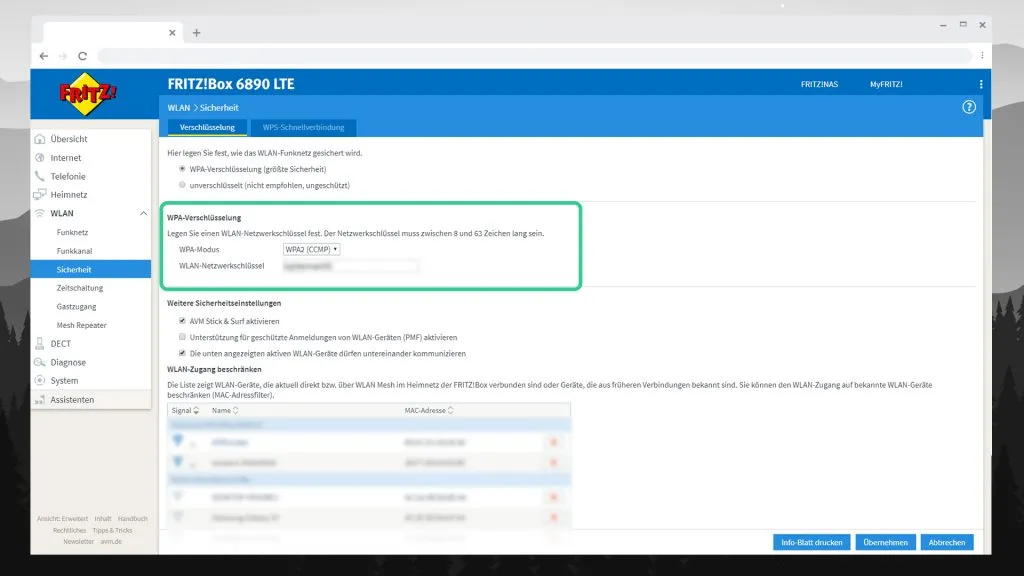 FRITZ!BOX 6890 LTE – WLAN-Passwort ändern