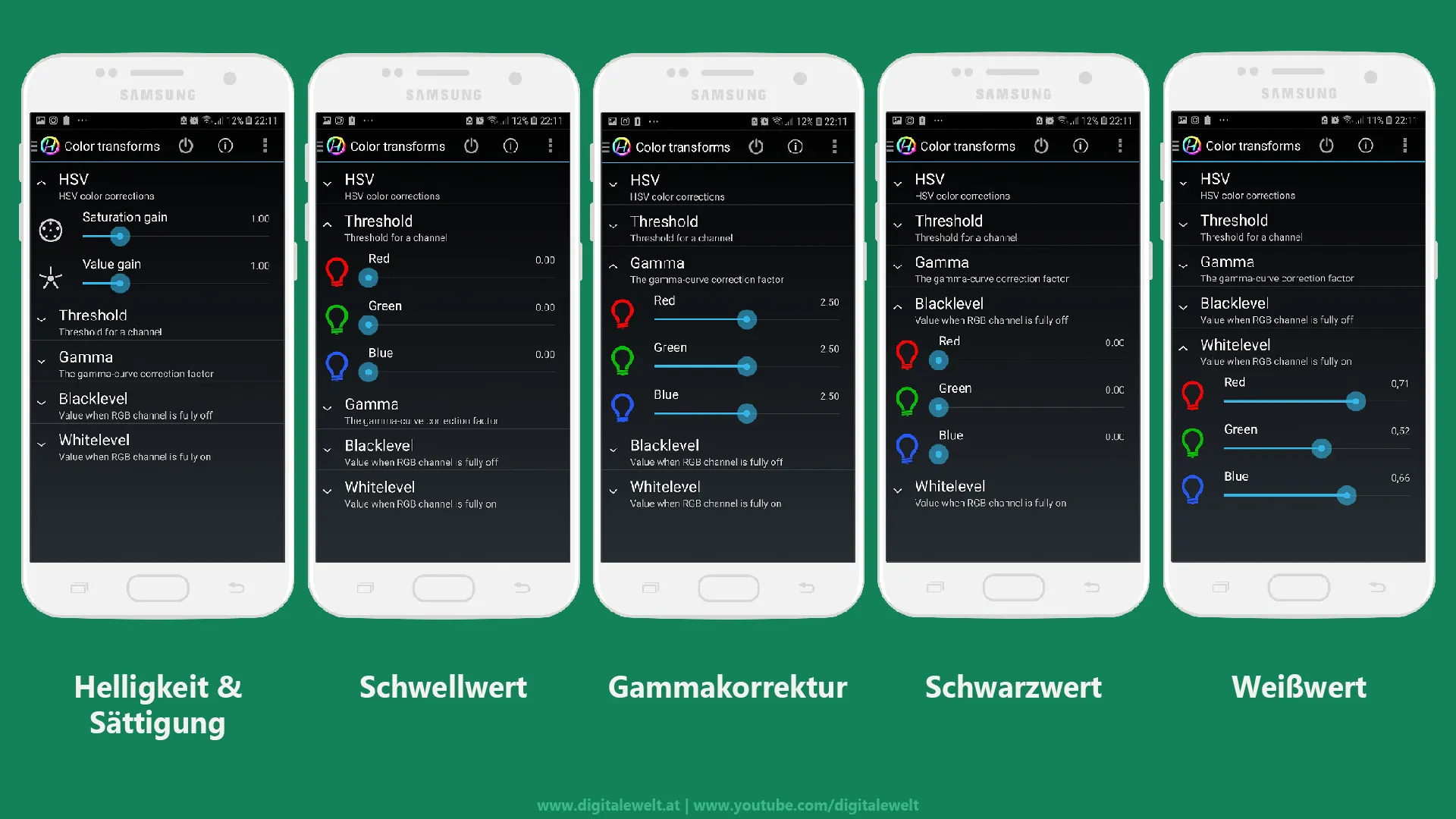 Hyperion App Farbkalibrierung Werte