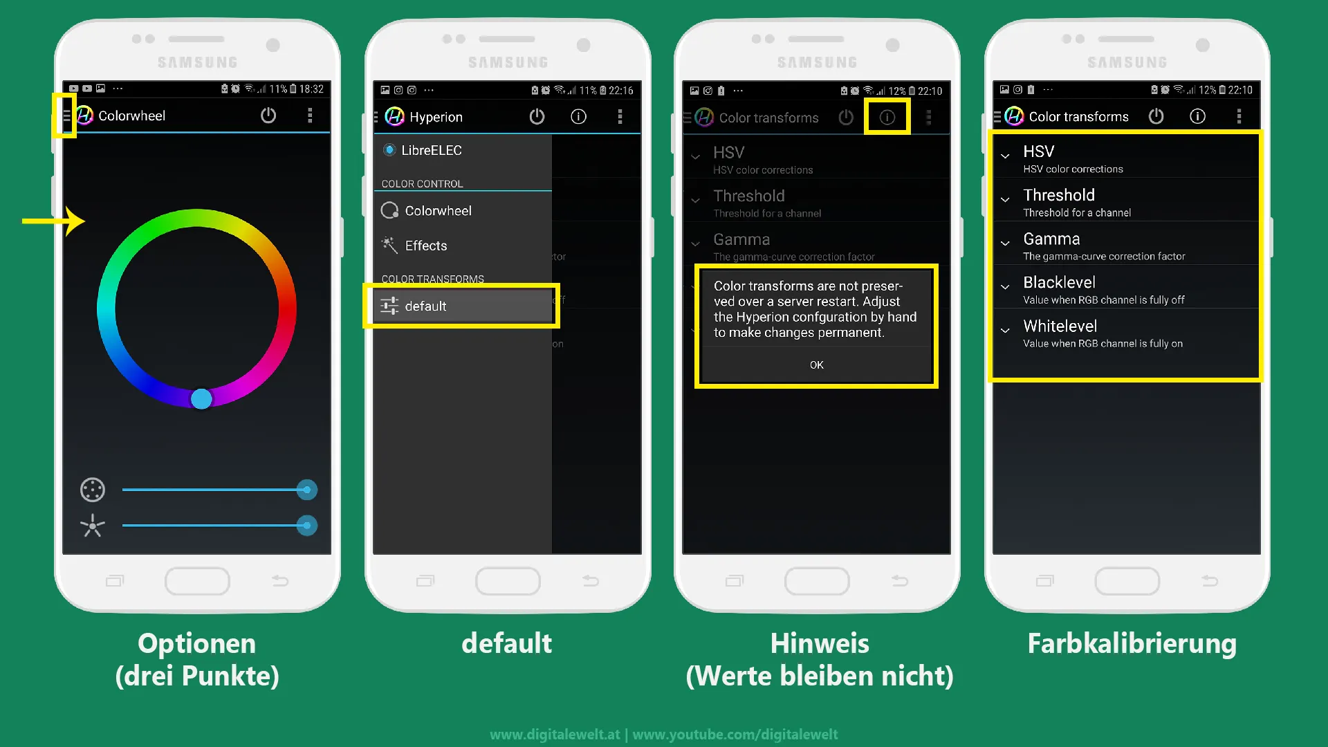 Hyperion App Farbkalibrierung