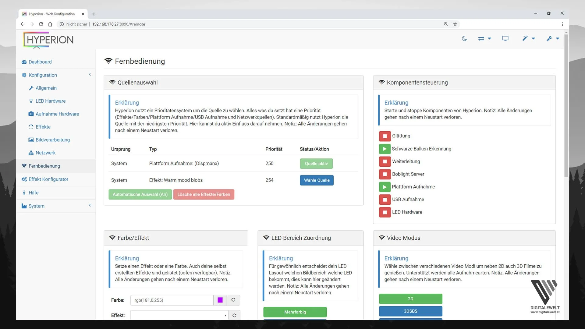 Hyperion.ng installieren – Fernbedienung