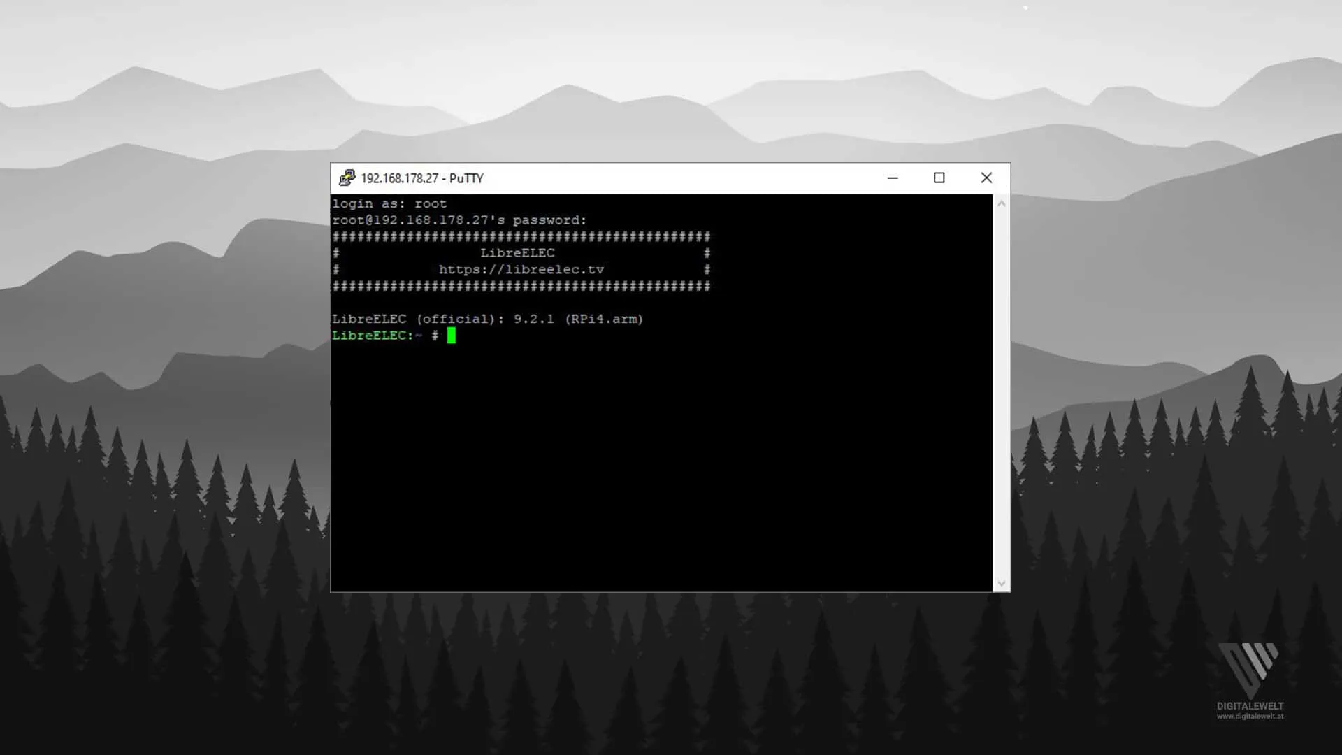 Hyperion.ng installieren – Putty Login
