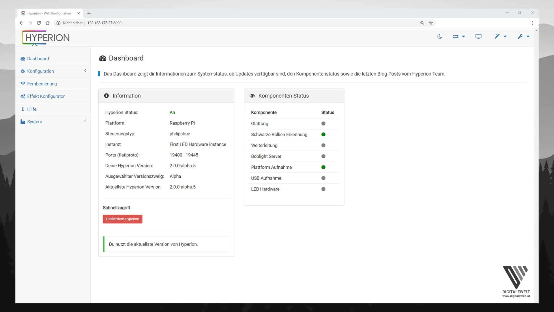 Hyperion.ng installieren – Webinterface