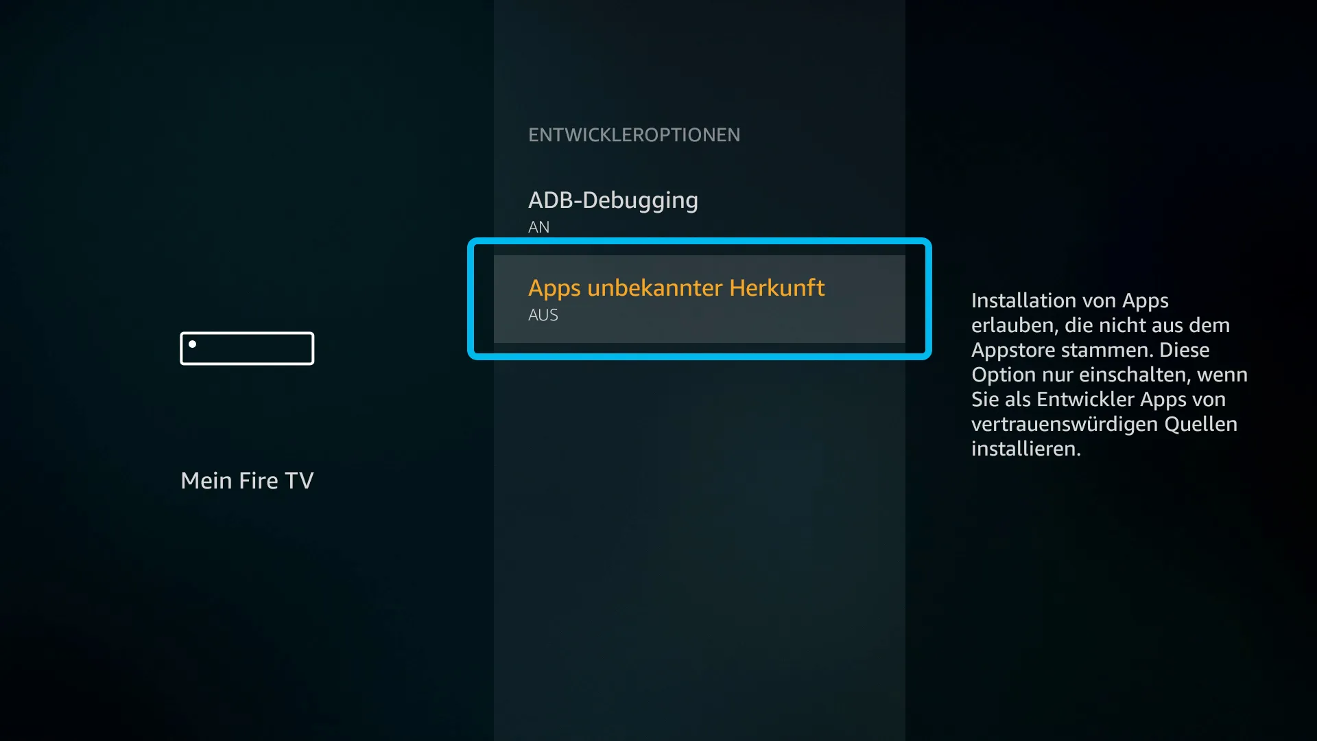 Apps aus unbekannter Herkunft erlauben