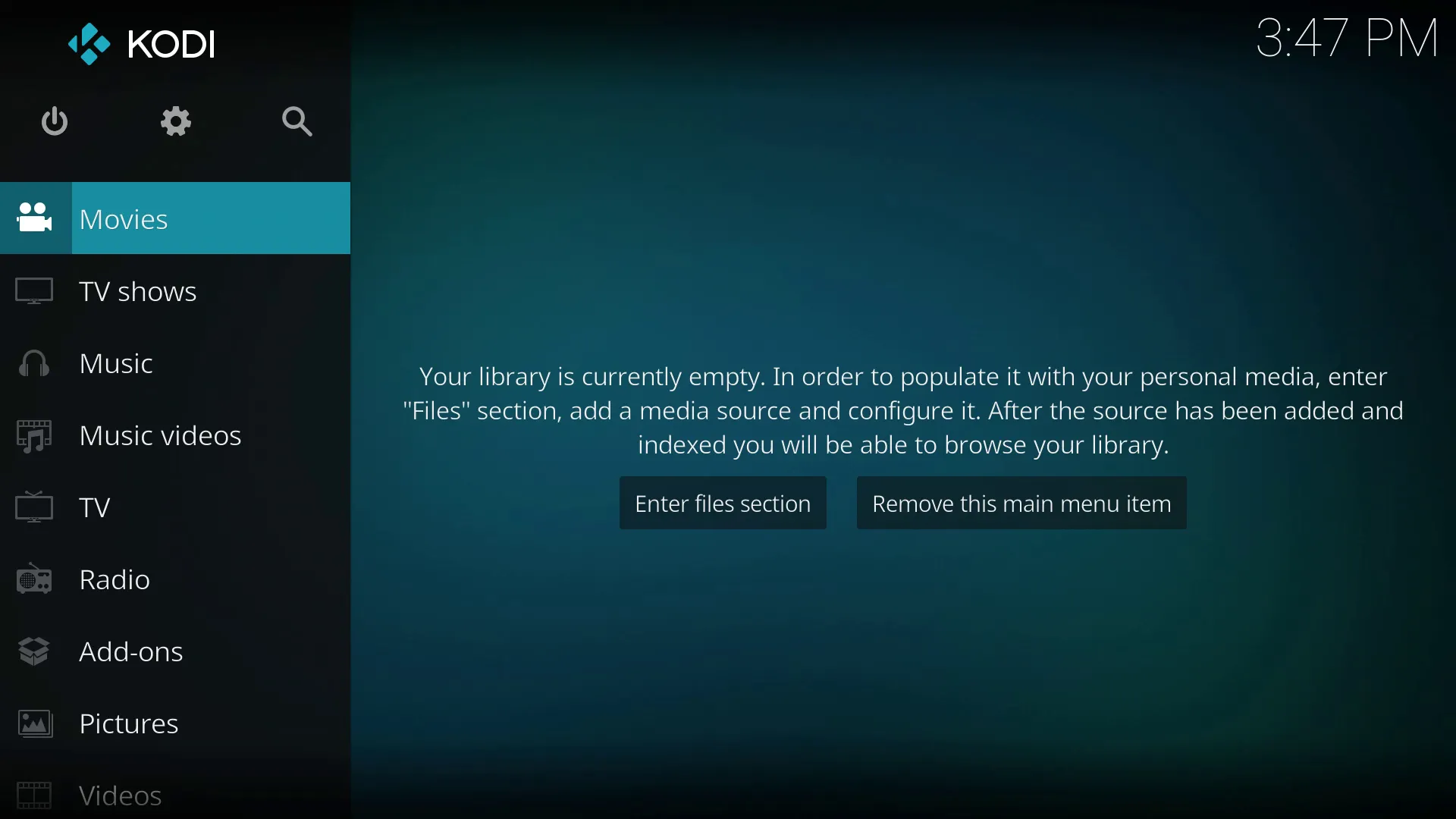 Kodi Homescreen auf dem Amazon Fire TV Stick