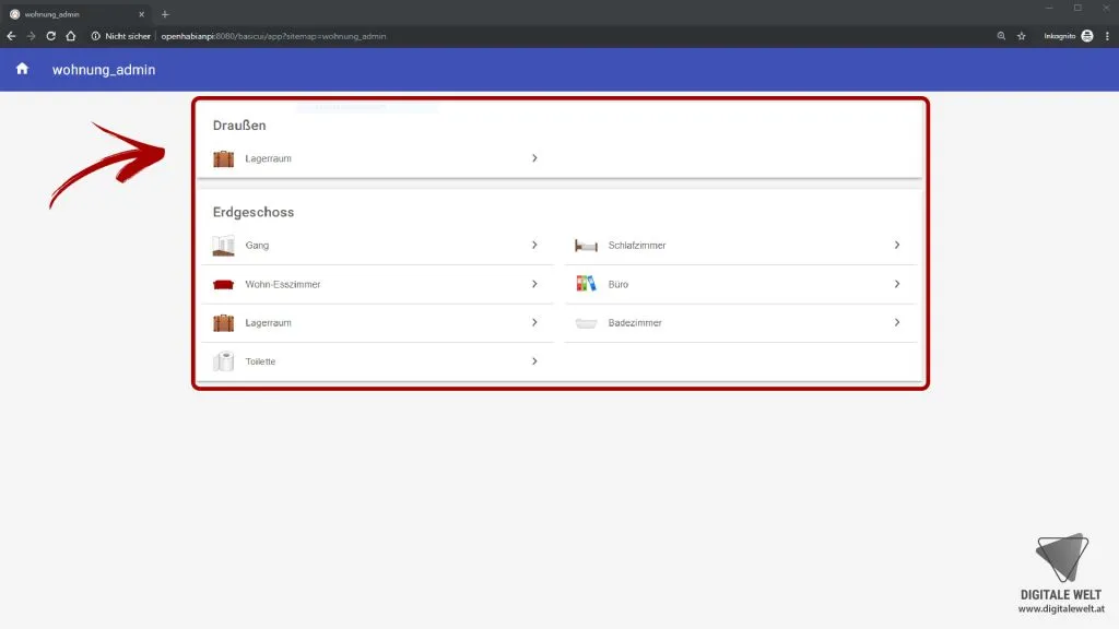 openHAB 2 Grundstruktur – erstellte Sitemaps