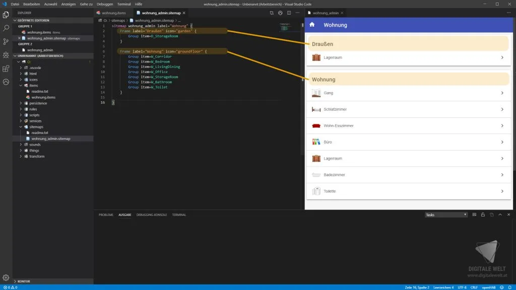 openHAB 2 Grundstruktur – Frame Labels setzen