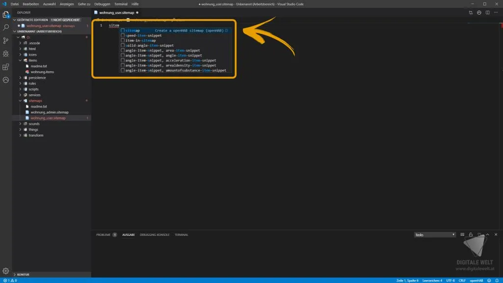 openHAB 2 Grundstruktur – Sitemap Vorlage erstellen lassen