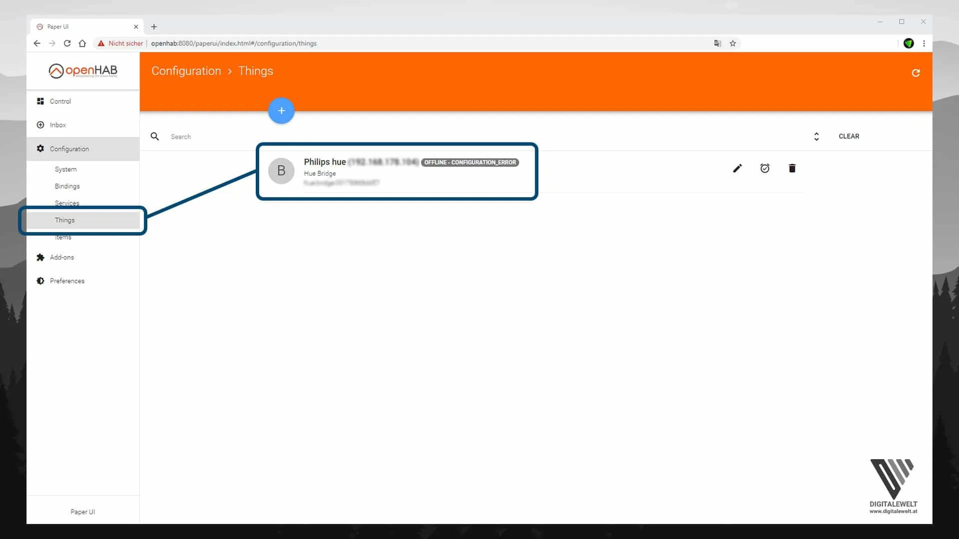 openHAB 2 HUE Binding – Bridge in Things