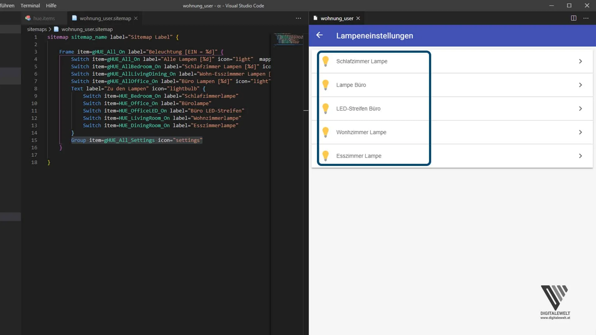 openHAB 2 HUE Binding Teil 2 – Lampeneinstellungen Untermenü