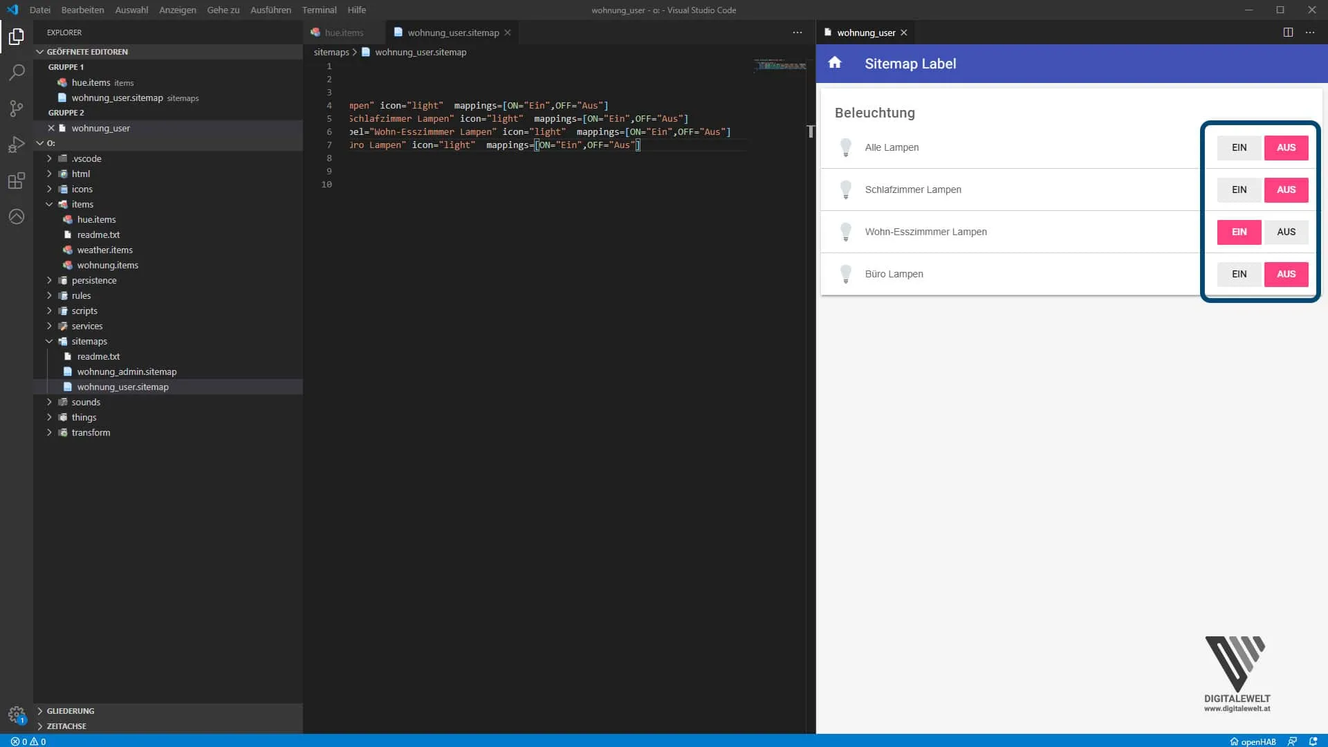 openHAB 2 HUE Binding Teil 2 – Schalter mit mappings