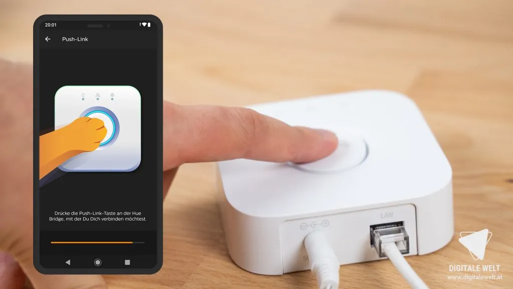 Philips HUE einrichten – Push-Link-Taste drücken