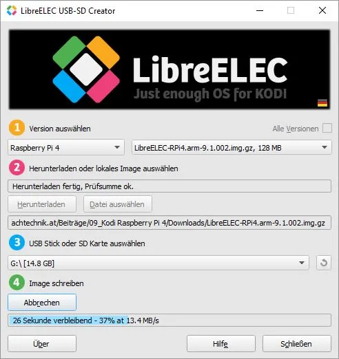Raspberry Pi 4 Kodi installieren – LibreELEC Image auf SD-Karte schreiben