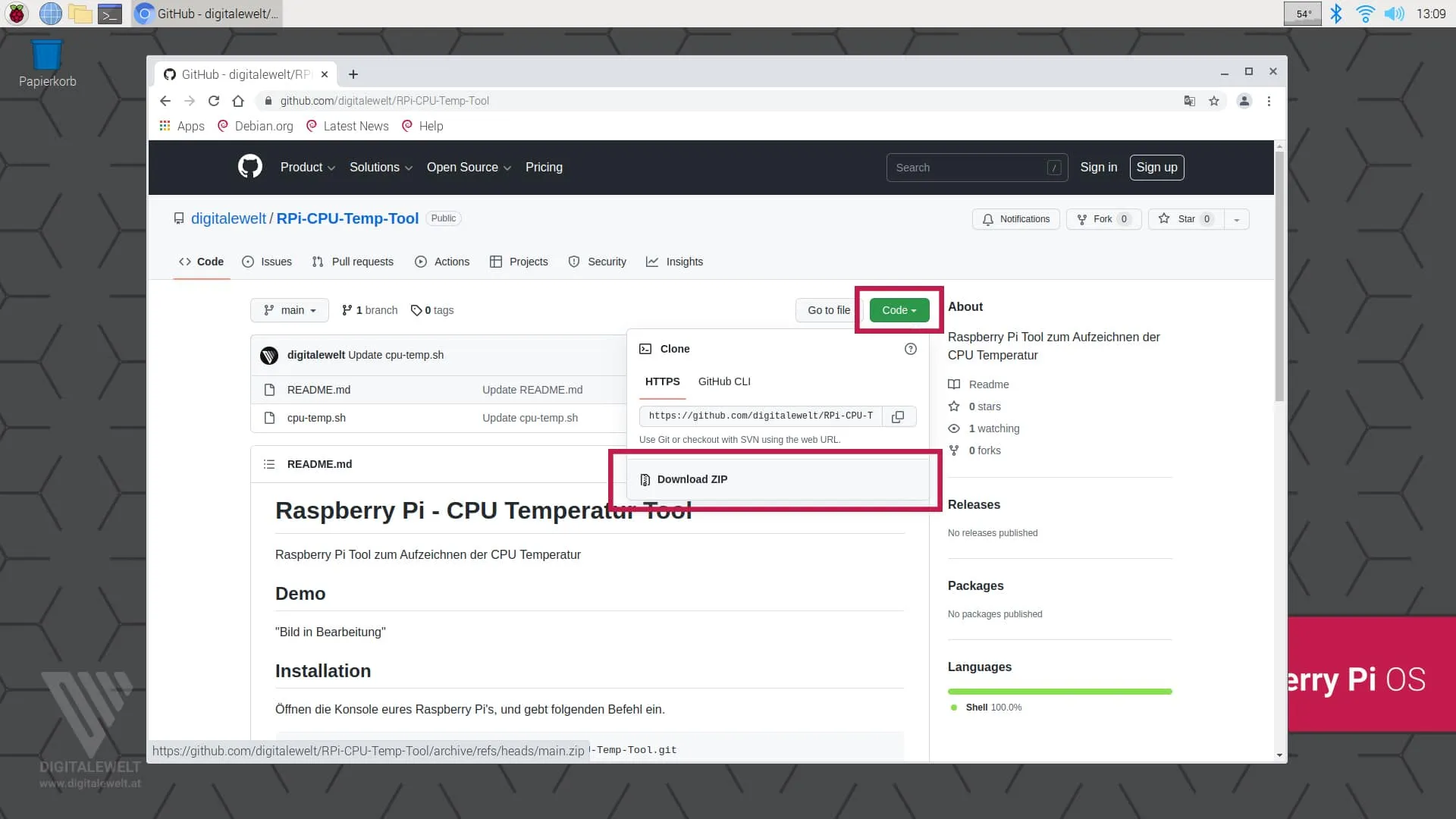 ZIP-Download von GitHub