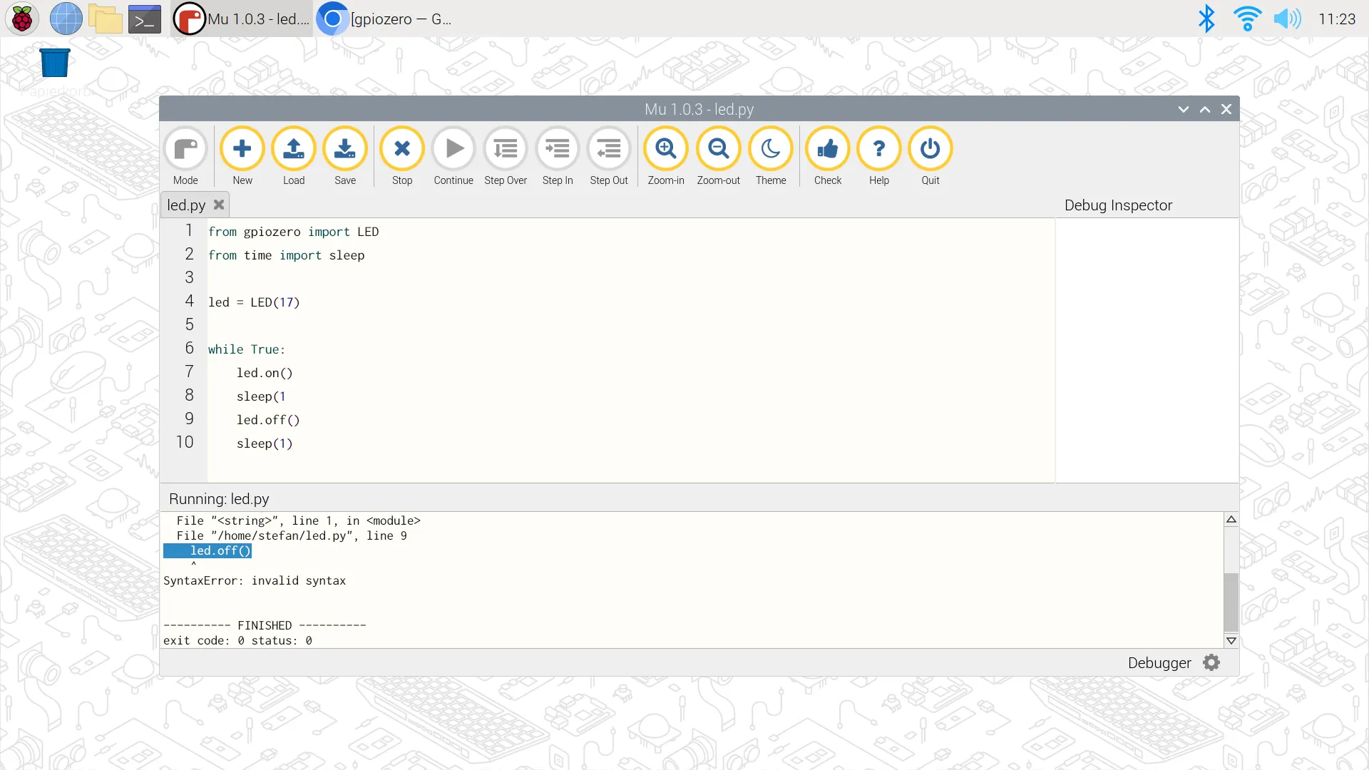 mu Editor Debug-Modus