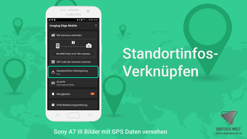 Standortinfos-Verknüpfung in der App öffnen