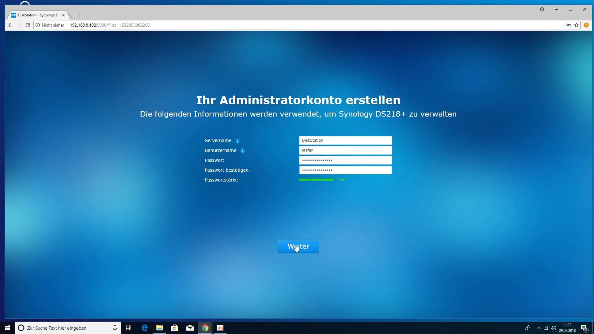 Synology DS218+ NAS - Administratorkonto
