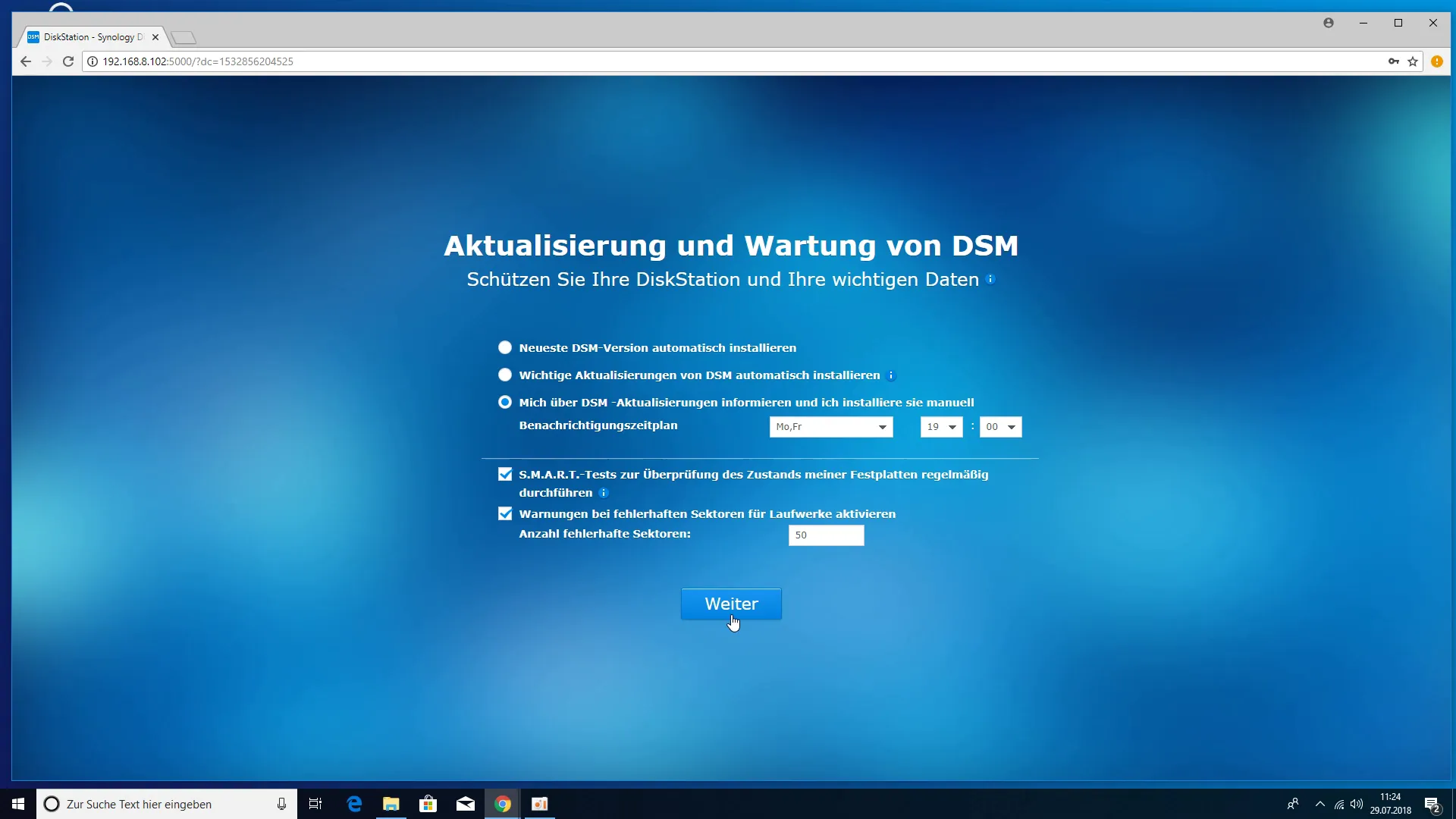 Synology DS218+ NAS - Aktualisierung und Wartung von DSM