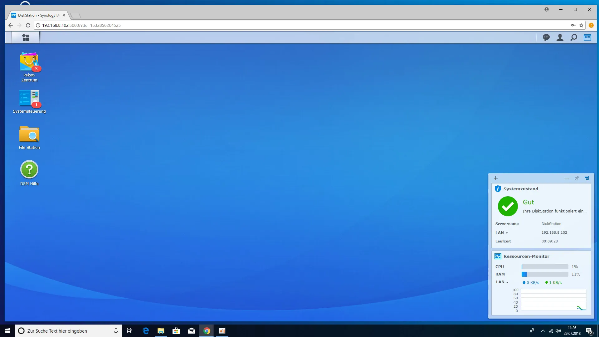 Synology DS218+ NAS - Benutzeroberfläche