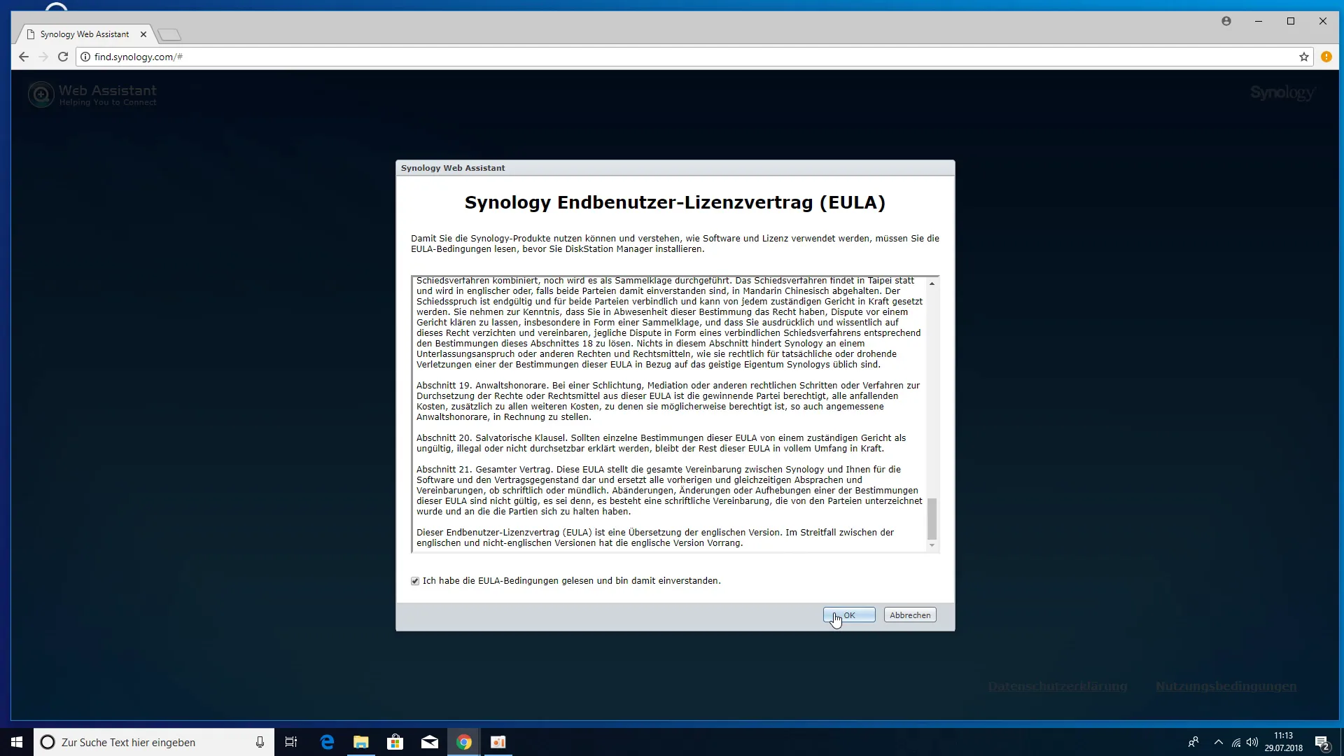 Synology DS218+ NAS - Endbenutzer-Lizenzvertrag