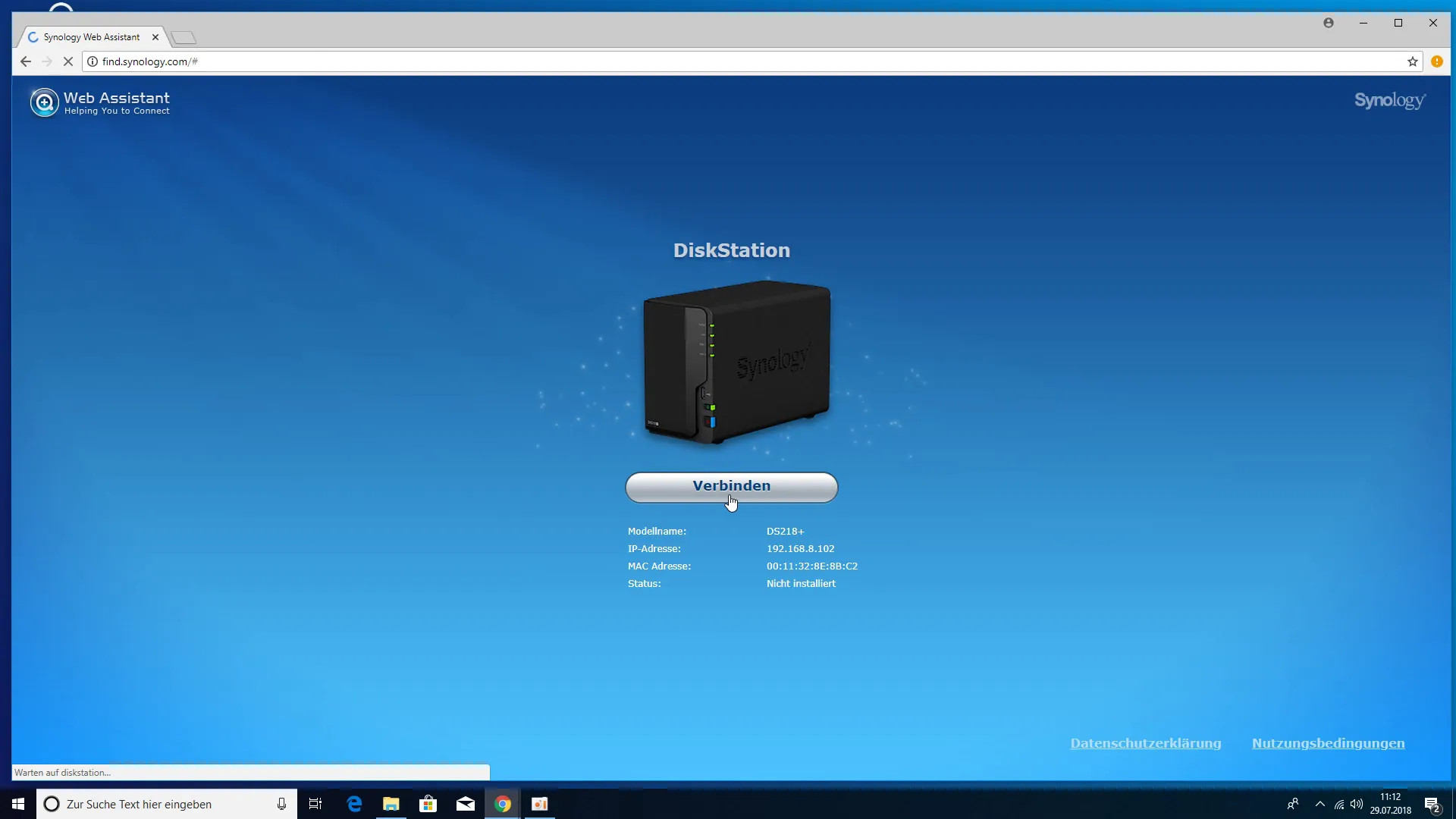 Synology DS218+ NAS - find.synology