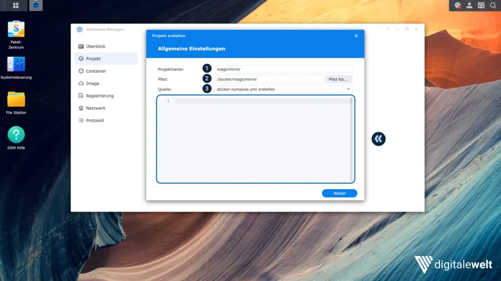Compose Editor in der Synology-Oberfläche