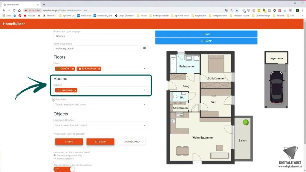 openHAB 2 Home Builder – Rooms für Draußen festlegen