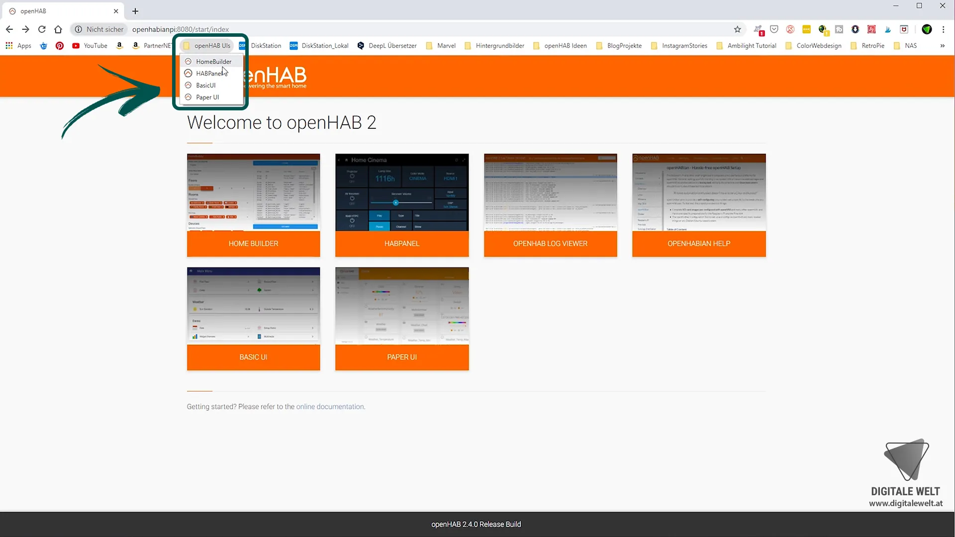 openHAB 2 Home Builder – UIs als Lesezeichen speichern