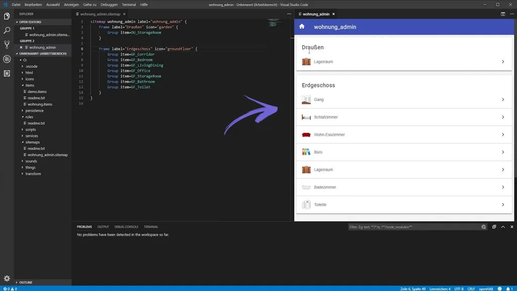 openHAB 2 Visual Studio Code – Basic UI Vorschau