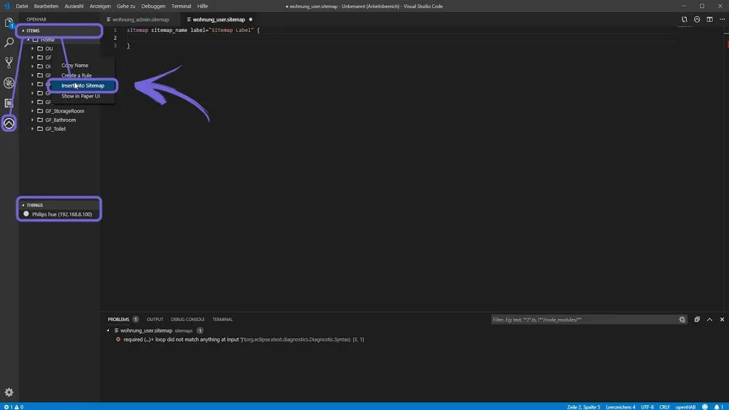 openHAB 2 Visual Studio Code – Items Code erstellen lassen