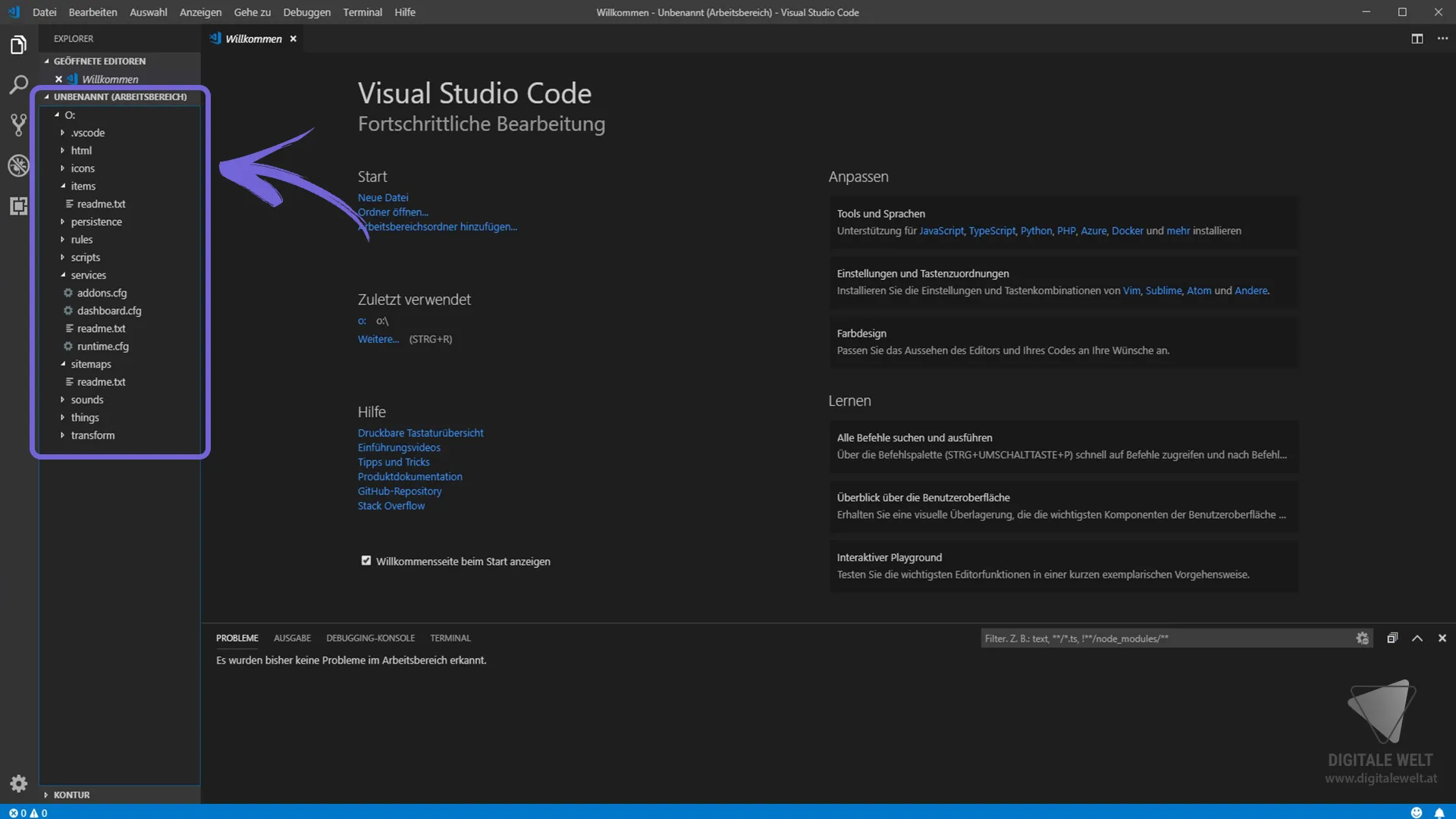 openHAB 2 Visual Studio Code – openHAB-conf Ordner in der Seitenleiste