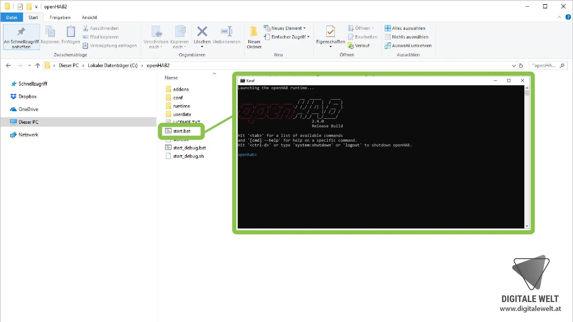 openHAB 2 Windows – Dienst starten via start.bat