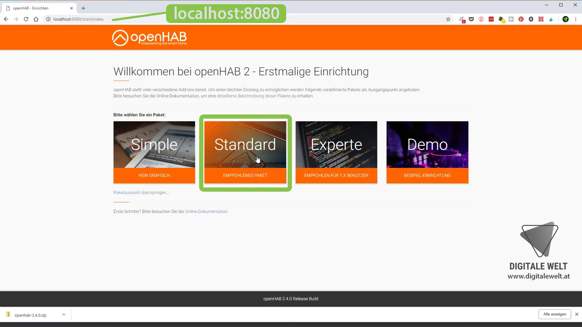 openHAB 2 Windows – Weboberfläche im Browser