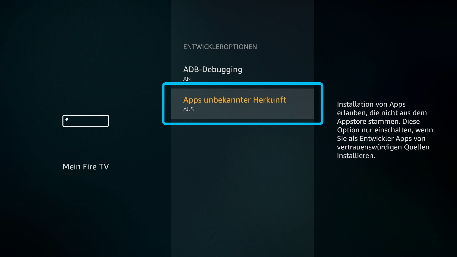 Kodi auf FireTV Stick (DigitaleWelt) - Apps unbekannter Herkunft